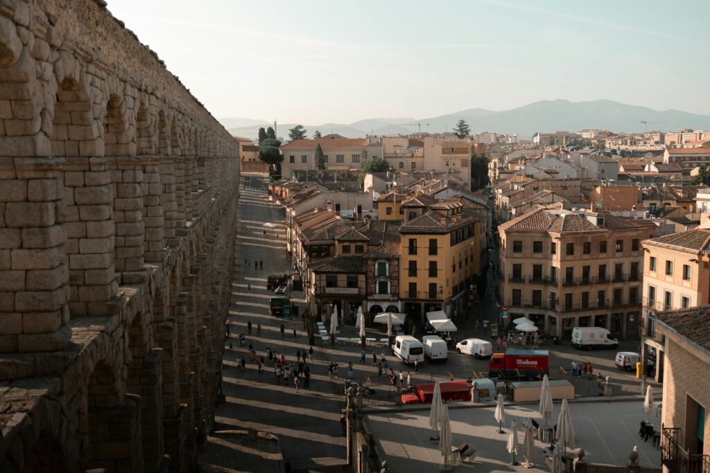 The famous aqueduct in Segovia